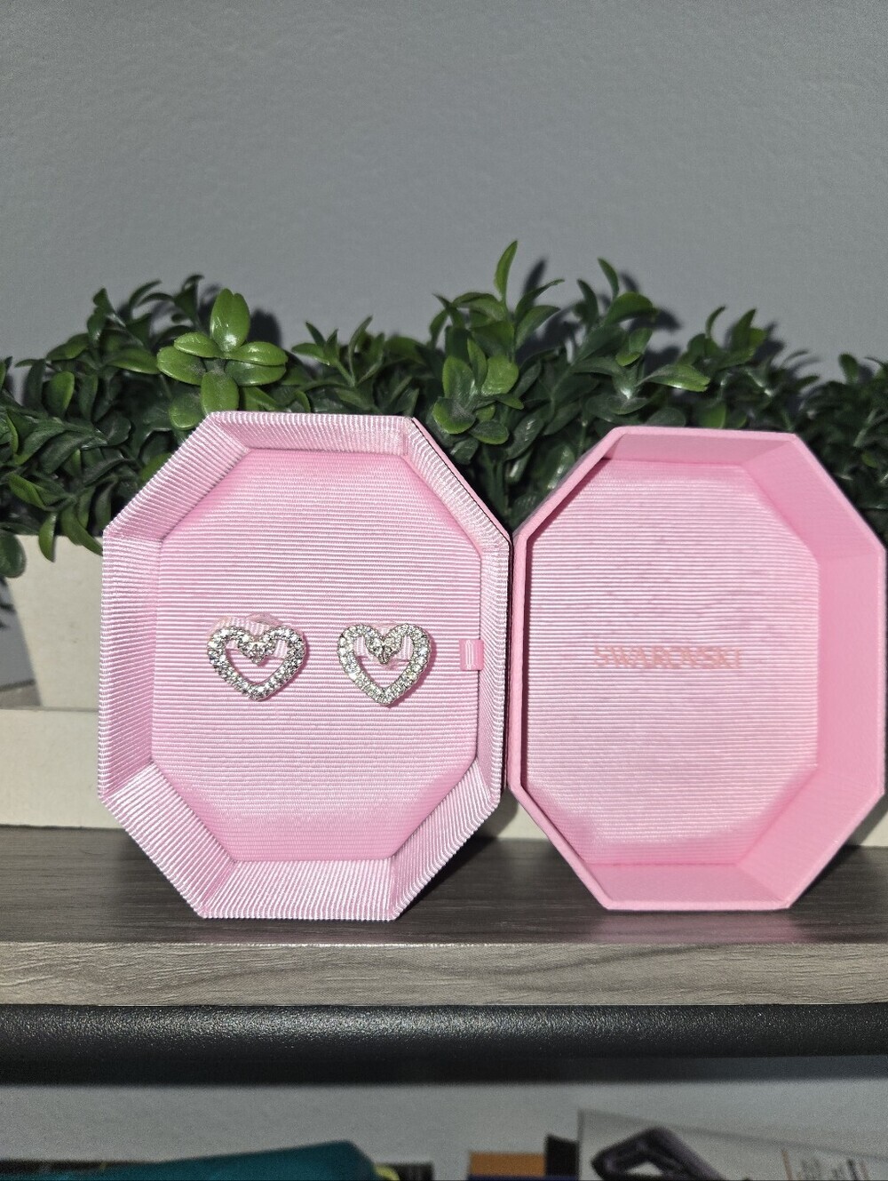 Swarovski Crystal Heart Swan Stud Earrings